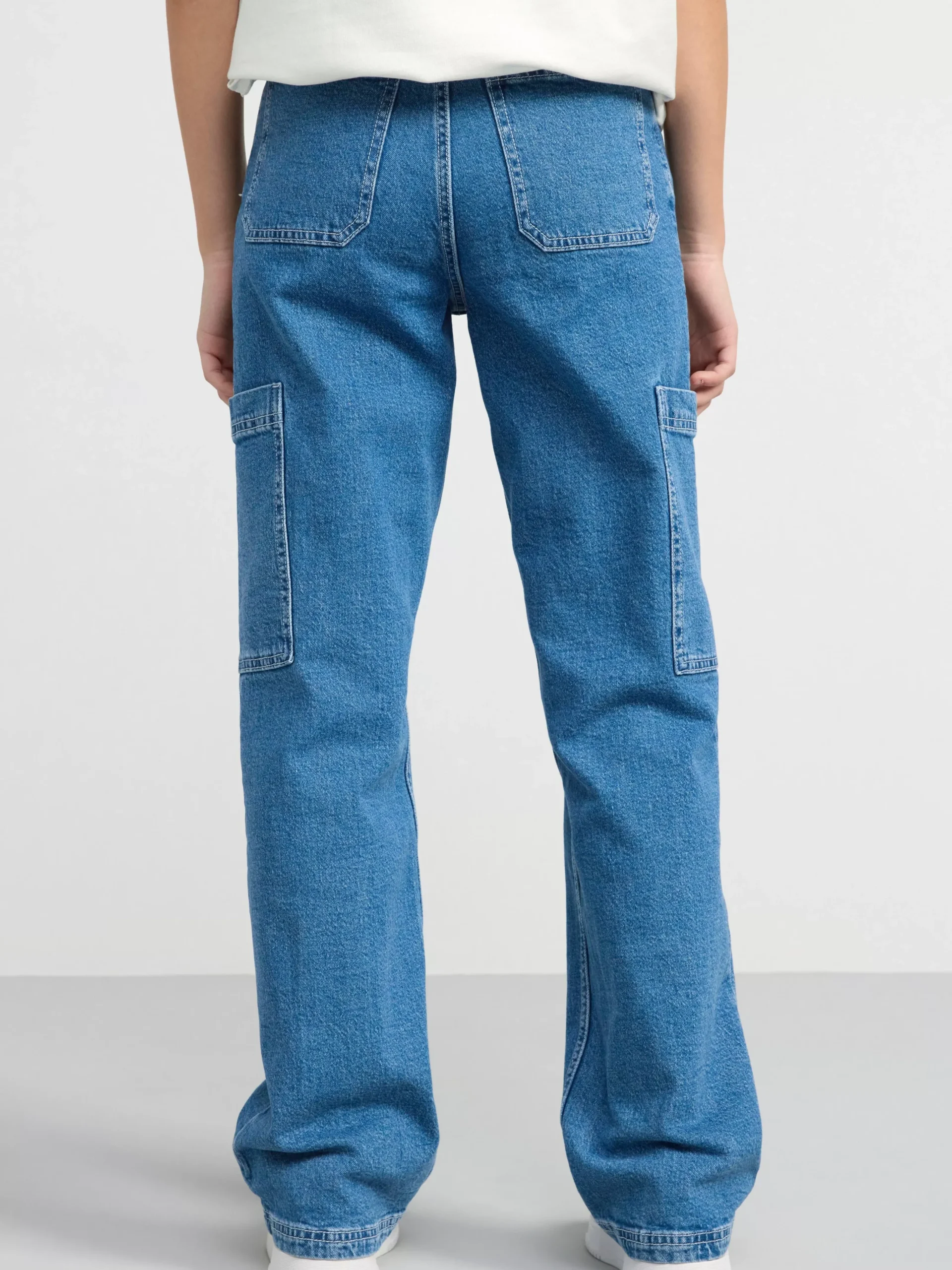 Jeans>Lindex Vanja Vida High Waist Jeans Med Cargoficka Denim Blue
