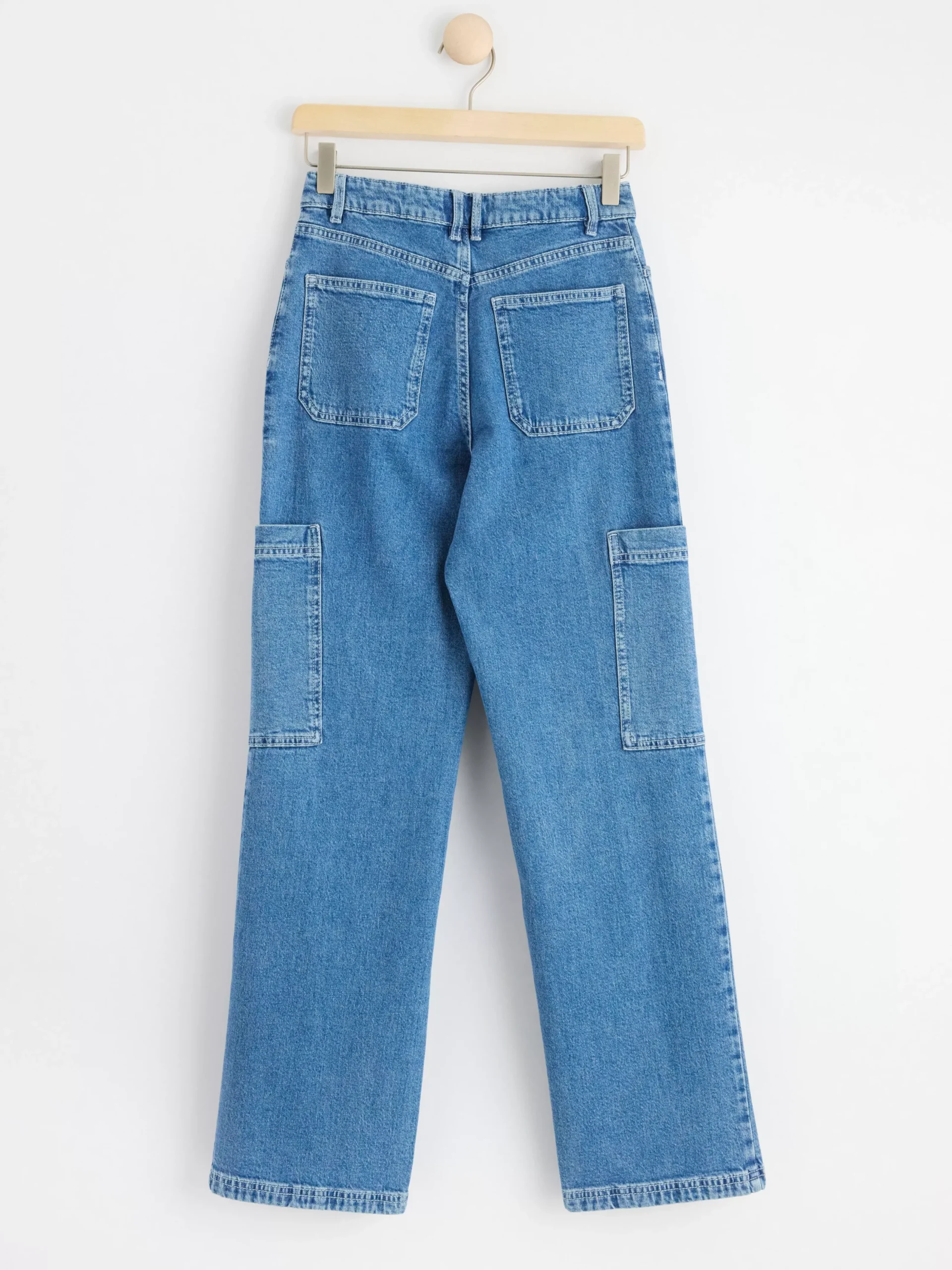 Jeans>Lindex Vanja Vida High Waist Jeans Med Cargoficka Denim Blue