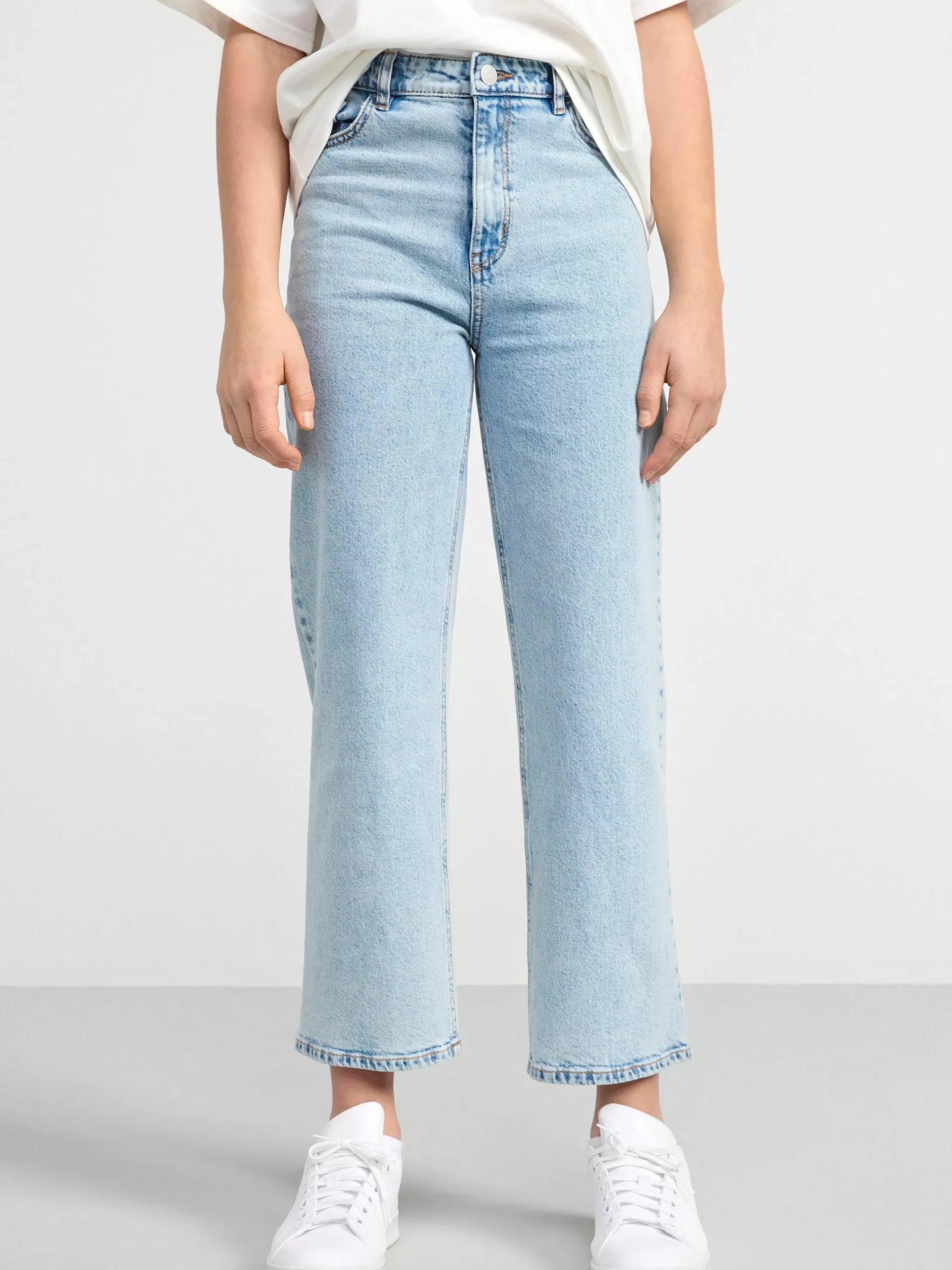 Jeans>Lindex Vanja Vida High Waist Jeans Med Croppat Ben Light Denim