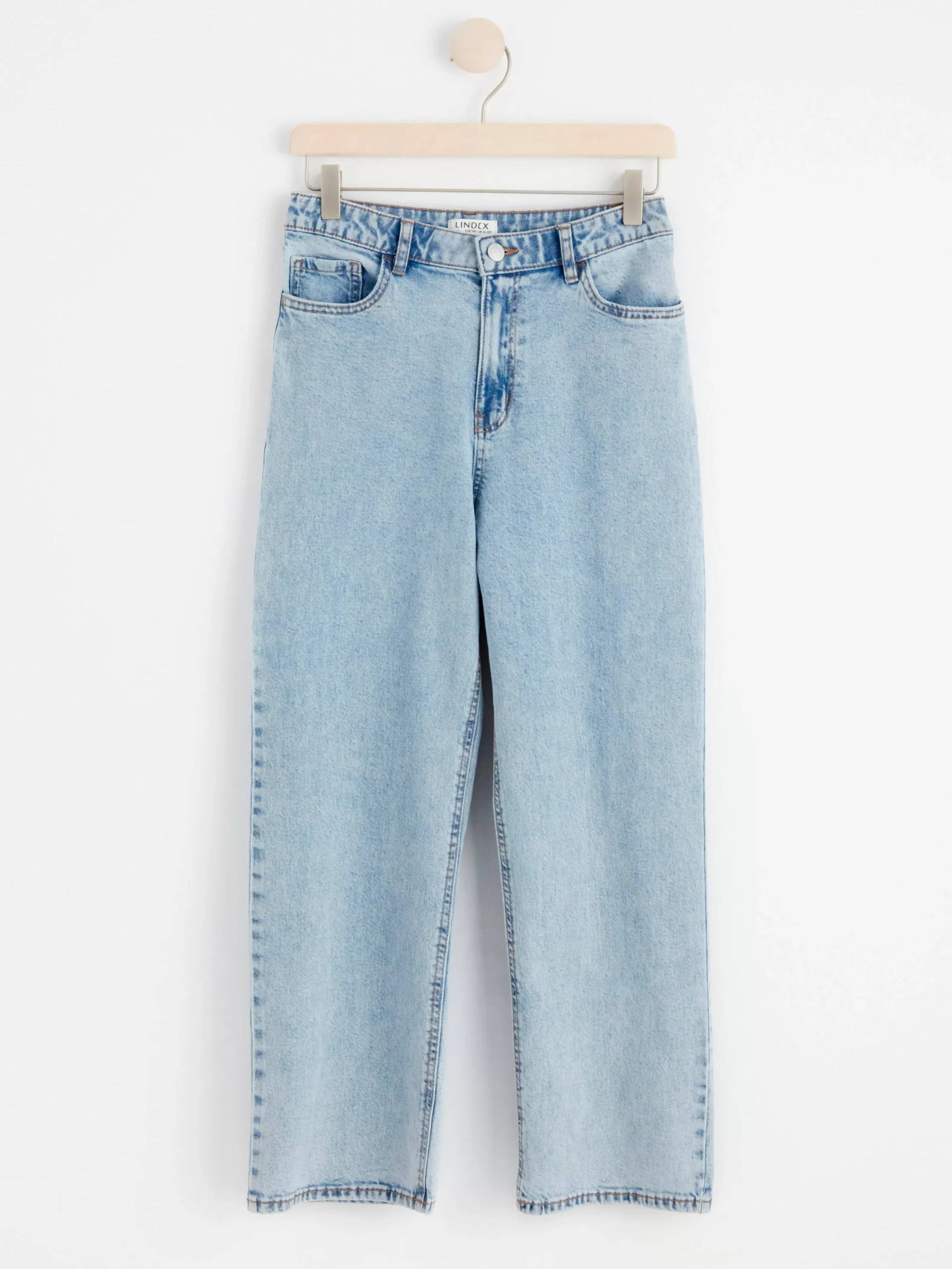 Jeans>Lindex Vanja Vida High Waist Jeans Med Croppat Ben Light Denim