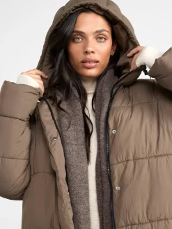Ytterkläder>Lindex Vattenavvisande Vadderad Jacka Med Avtagbar Huva Dark Brown