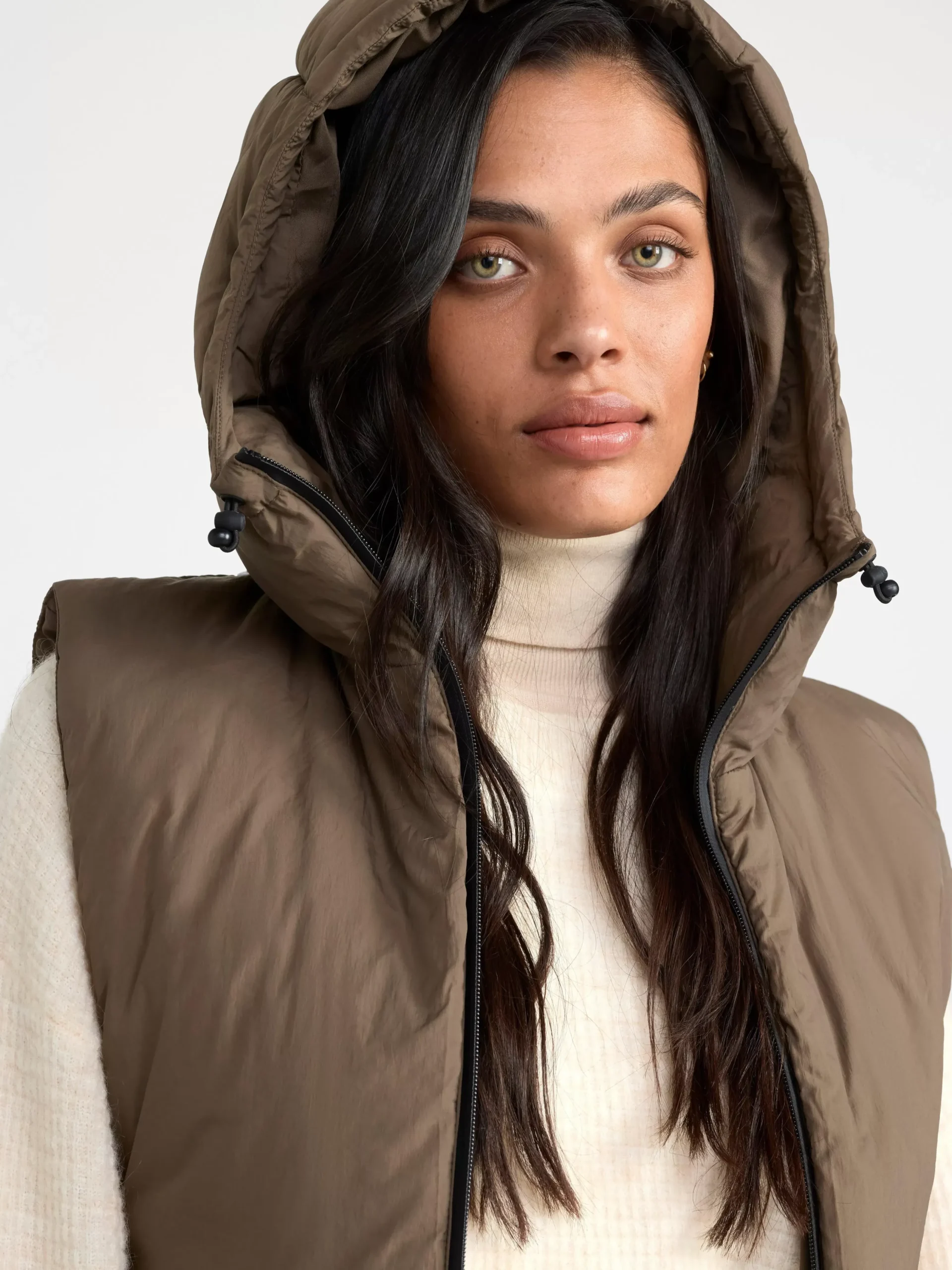 Ytterkläder>Lindex Vattenavvisande Vadderad Jacka Med Avtagbar Huva Dark Brown