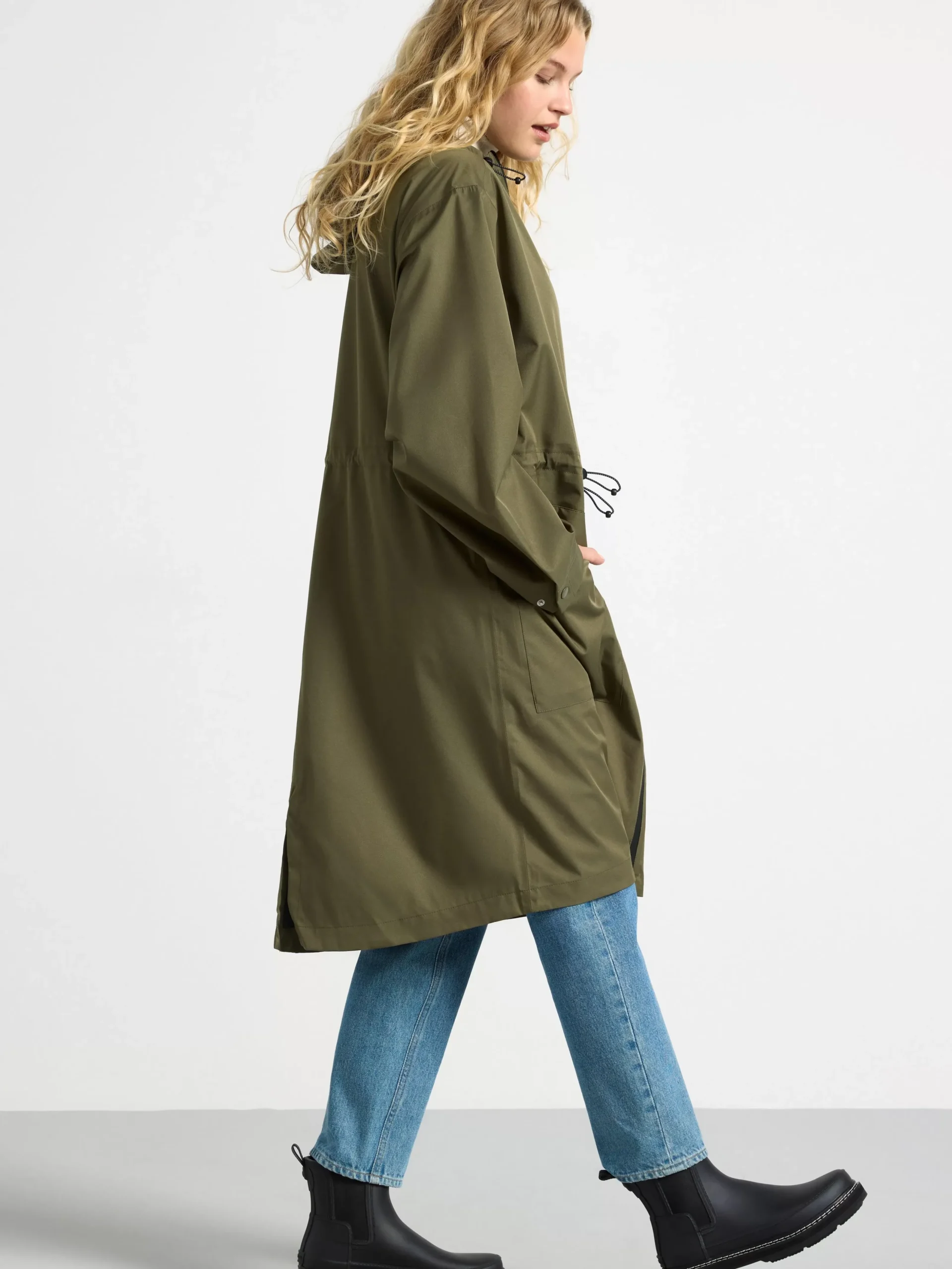 Ytterkläder>Lindex Vattentat Parkas Med Huva Dark Khaki