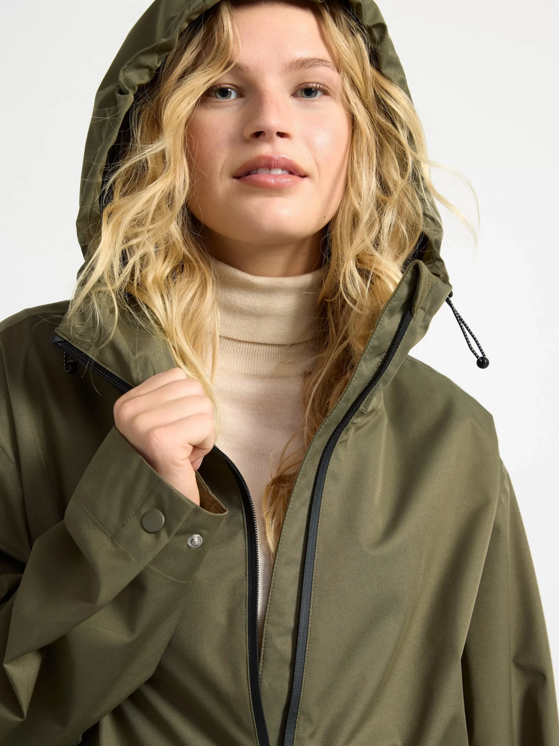 Ytterkläder>Lindex Vattentat Parkas Med Huva Dark Khaki
