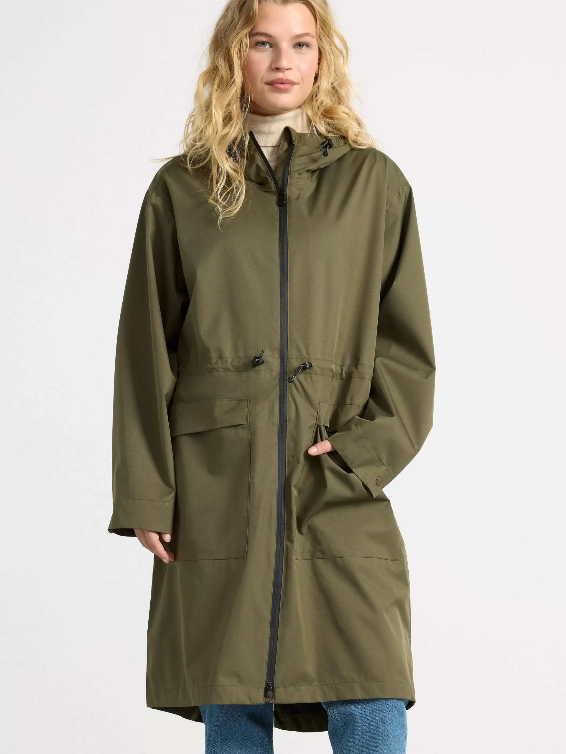 Ytterkläder>Lindex Vattentat Parkas Med Huva Dark Khaki