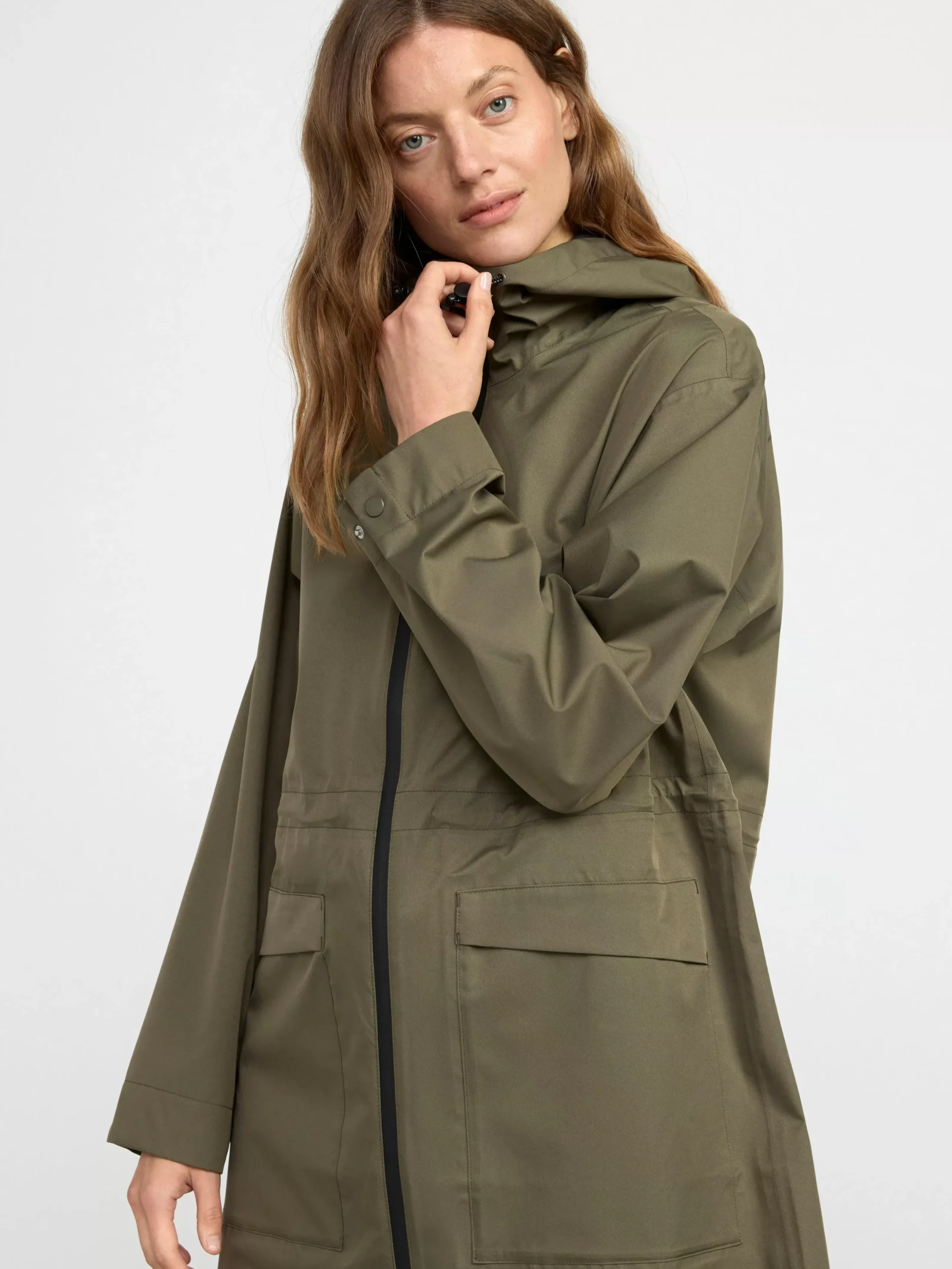 Ytterkläder>Lindex Vattentat Parkas Med Huva Dark Khaki