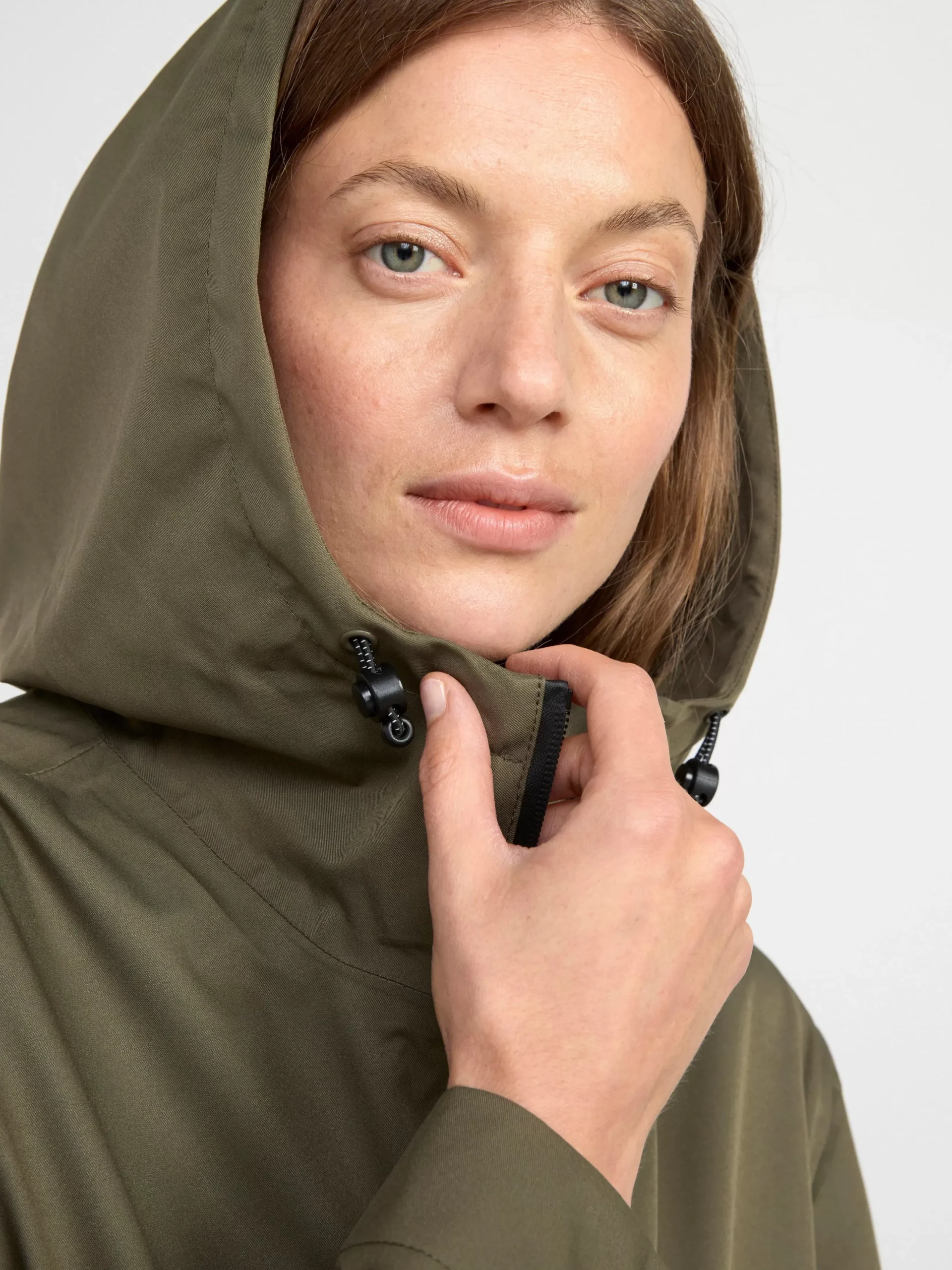 Ytterkläder>Lindex Vattentat Parkas Med Huva Dark Khaki