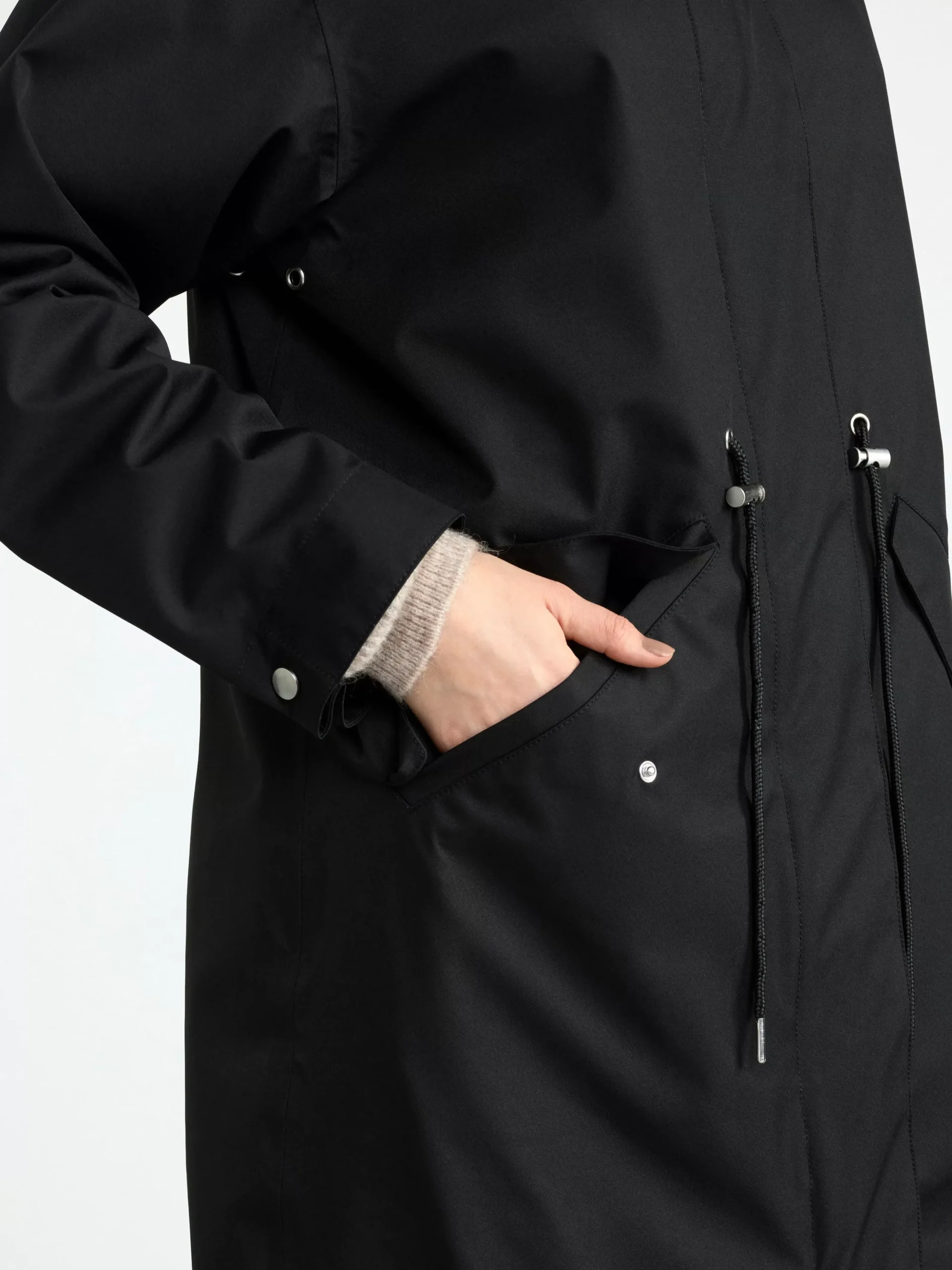Ytterkläder>Lindex Vattentat Parkas Med Huva Black
