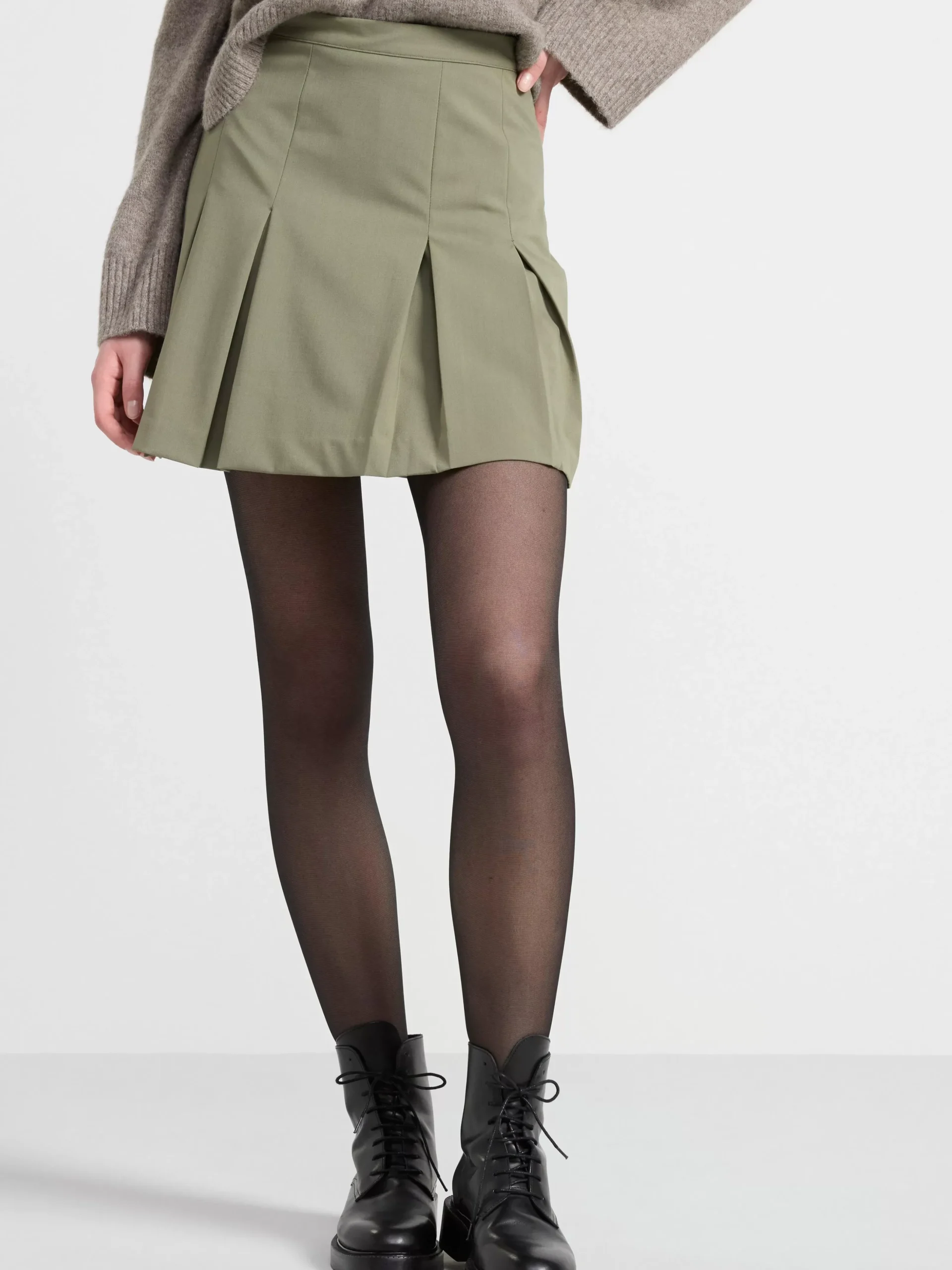 Kjolar>Lindex Veckad Minikjol Dark Khaki
