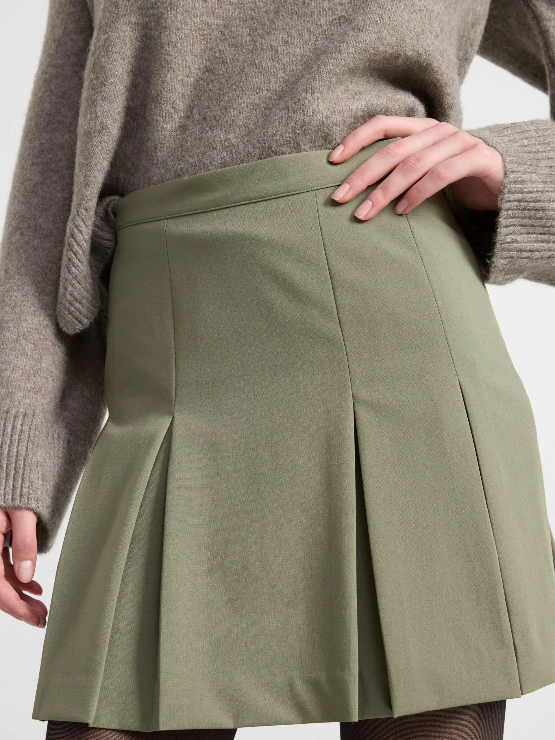 Kjolar>Lindex Veckad Minikjol Dark Khaki