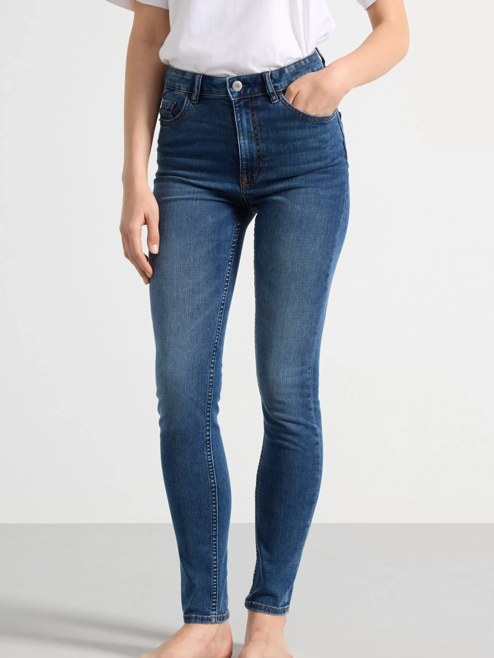 Jeans>Lindex Vera Slim Fit Jeans Med Hog Midja Denim Blue