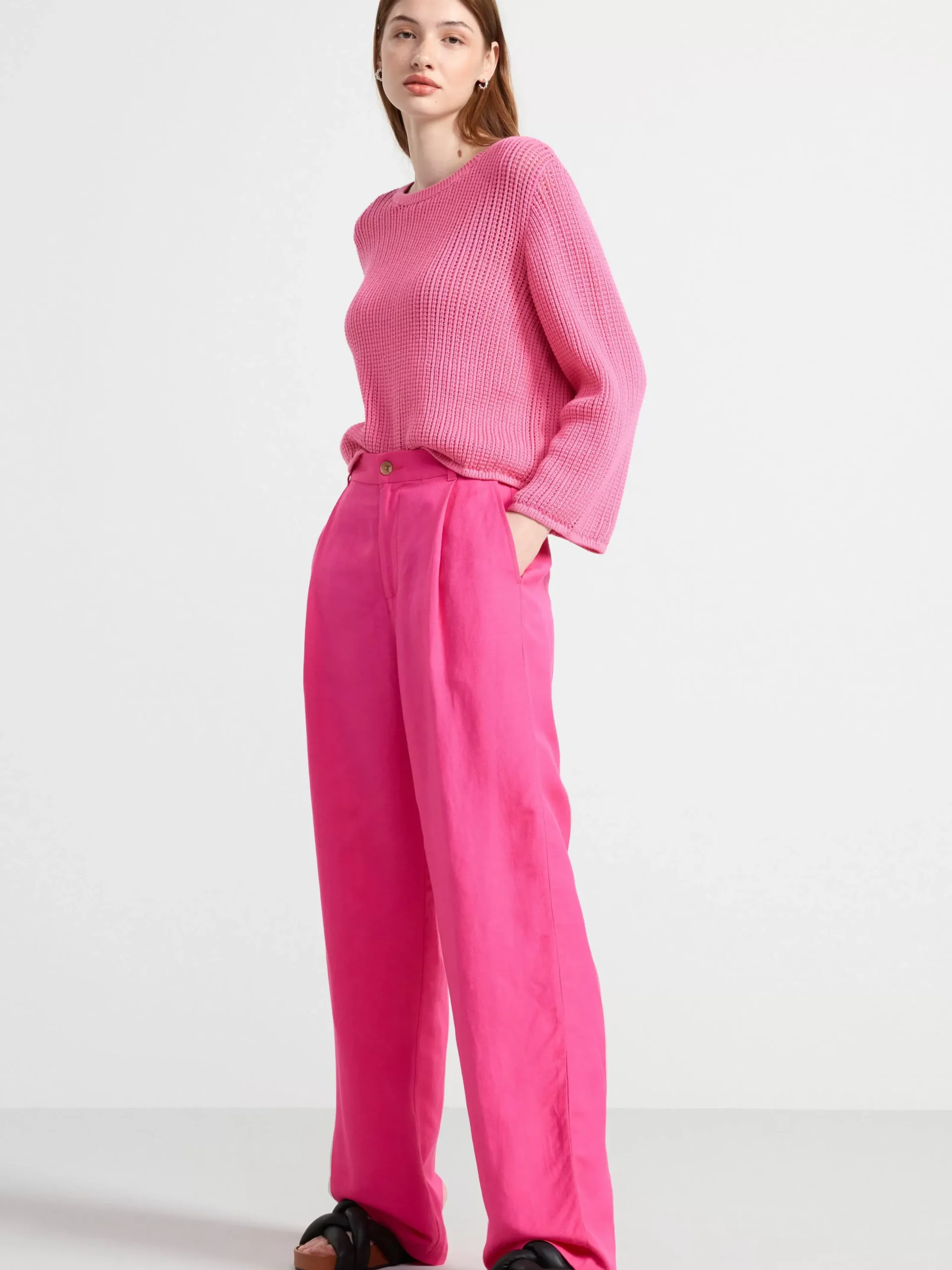 Byxor>Lindex Vid Byxa I Linneblandning Pink