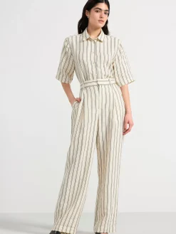 Byxor>Lindex Vid Byxa Med Hog Midja I Linne Light Beige