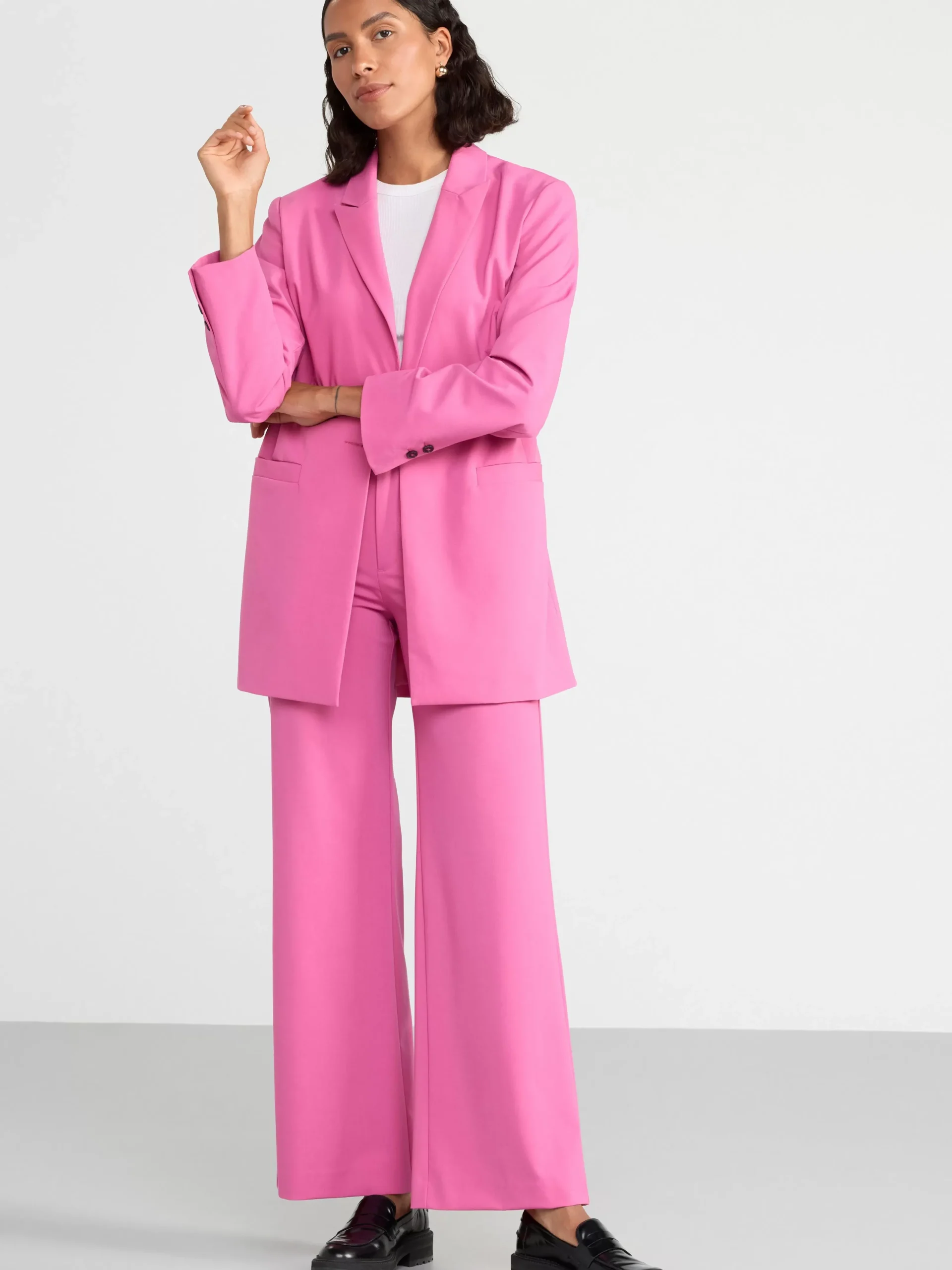 Byxor>Lindex Vid Byxa Med Normalhog Midja Dark Pink