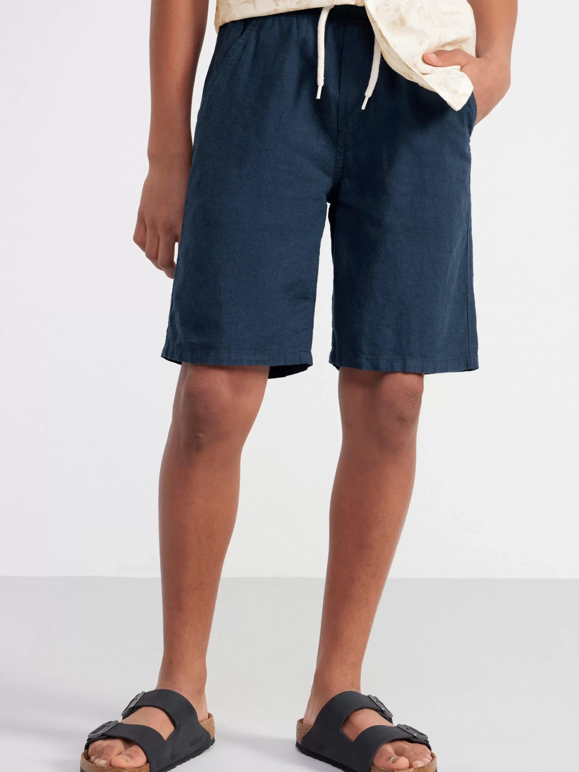 Byxor & Leggings>Lindex Vilgot Vida Shorts Med Normalhog Midja I Linneblandning Dark Navy