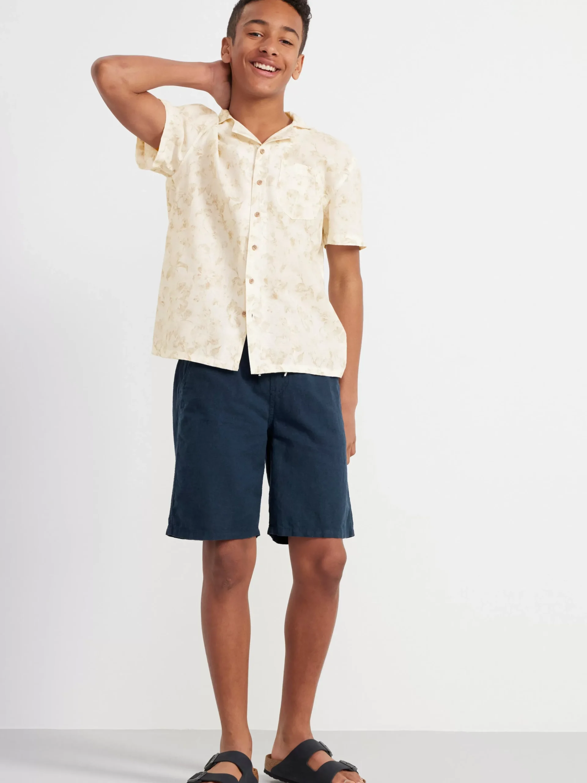 Byxor & Leggings>Lindex Vilgot Vida Shorts Med Normalhog Midja I Linneblandning Dark Navy