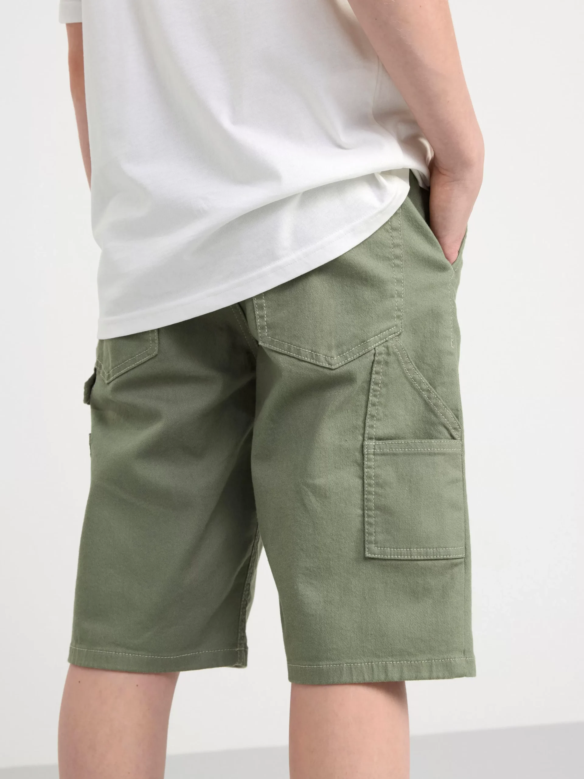 Byxor & Leggings>Lindex Vilgot Vida Shorts Med Normalhog Midja I Bomullstwill Dark Green