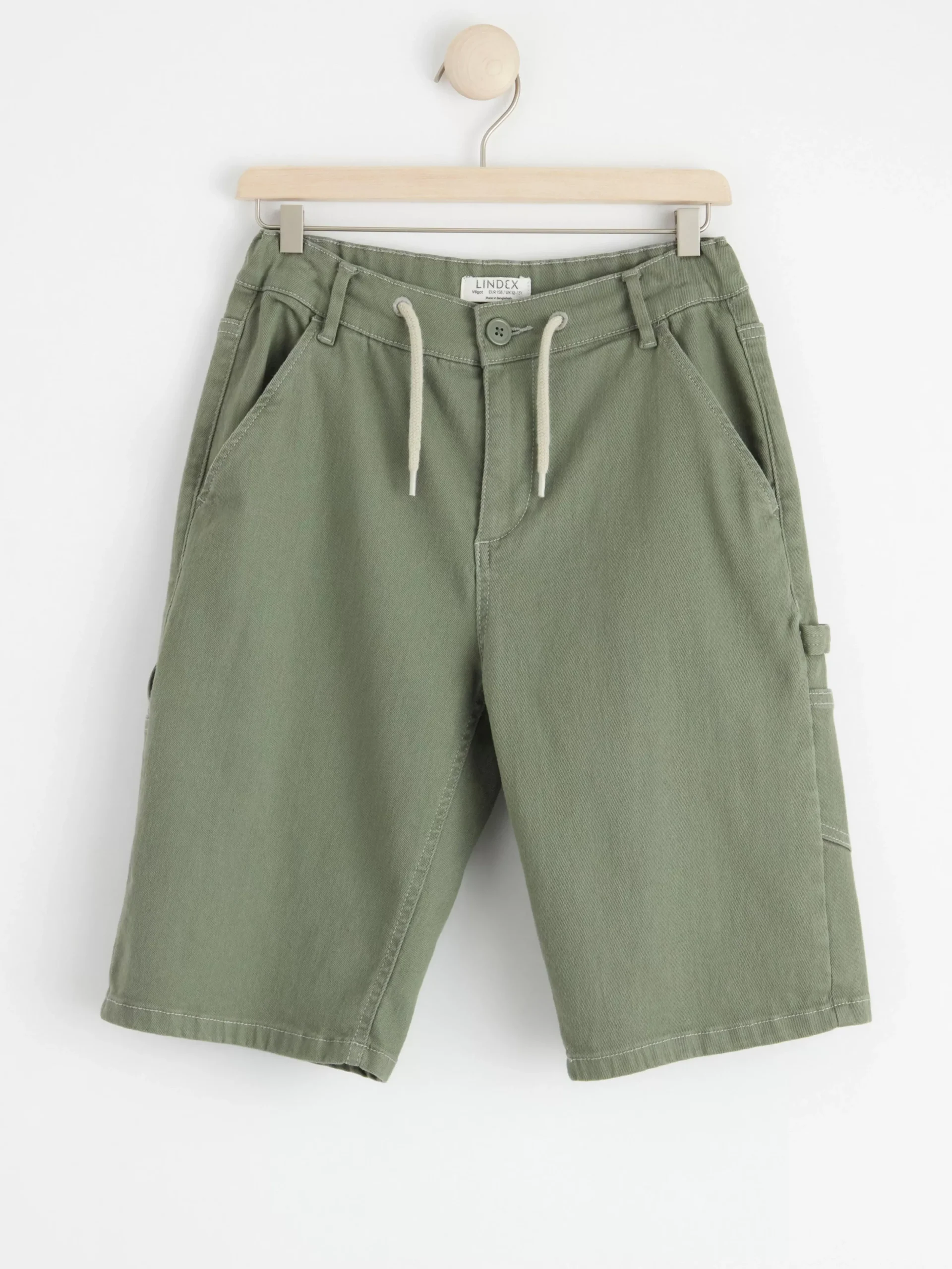 Byxor & Leggings>Lindex Vilgot Vida Shorts Med Normalhog Midja I Bomullstwill Dark Green