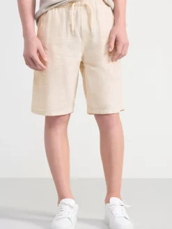 Byxor & Leggings>Lindex Vilgot Vida Shorts Med Normalhog Midja I Linneblandning Light Grey