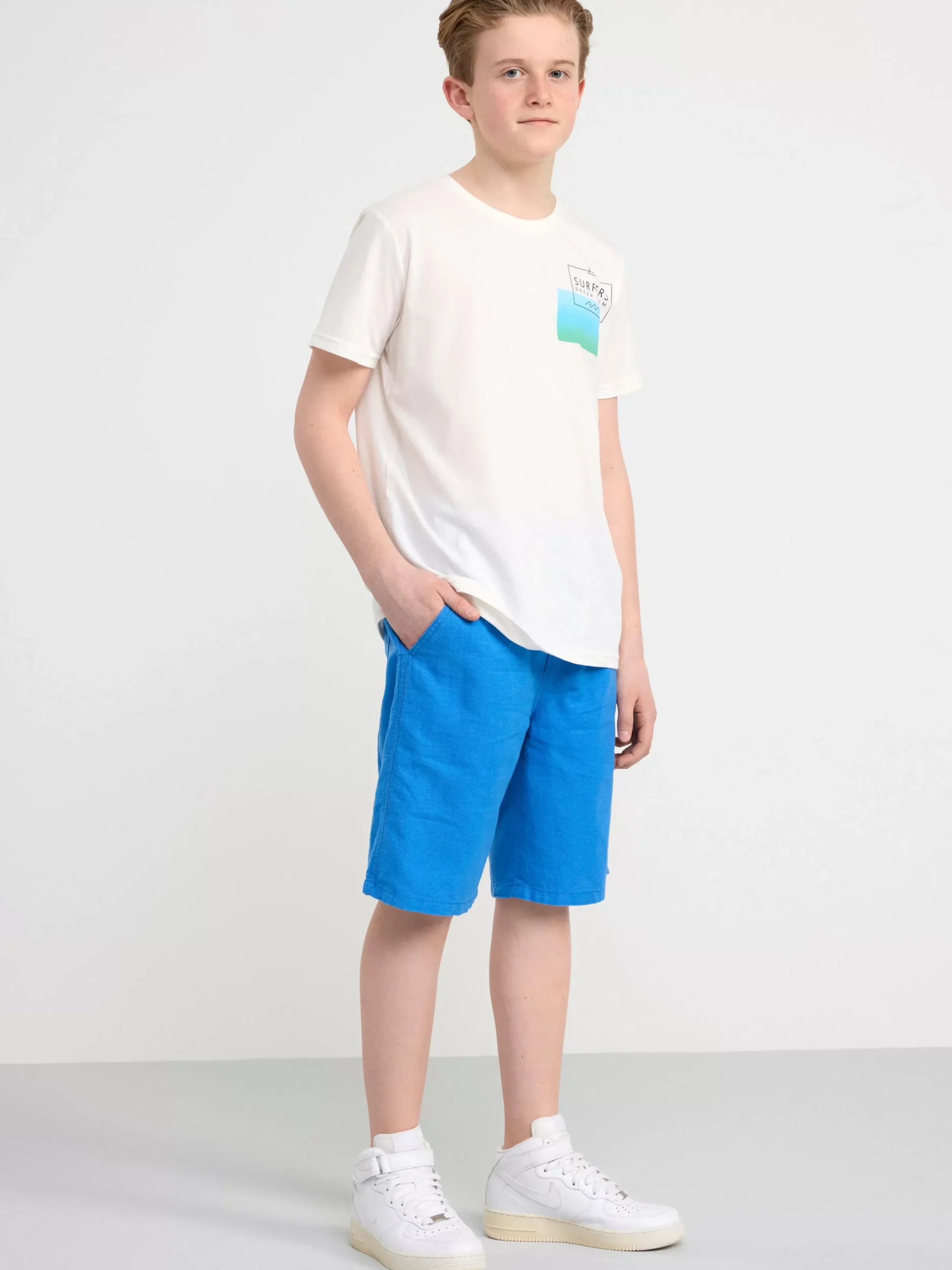 Byxor & Leggings>Lindex Vilgot Vida Shorts Med Normalhog Midja I Linneblandning Strong Blue