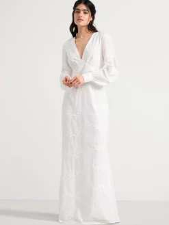 Klänningar>Lindex Vit Klanning Med Blombroderier White