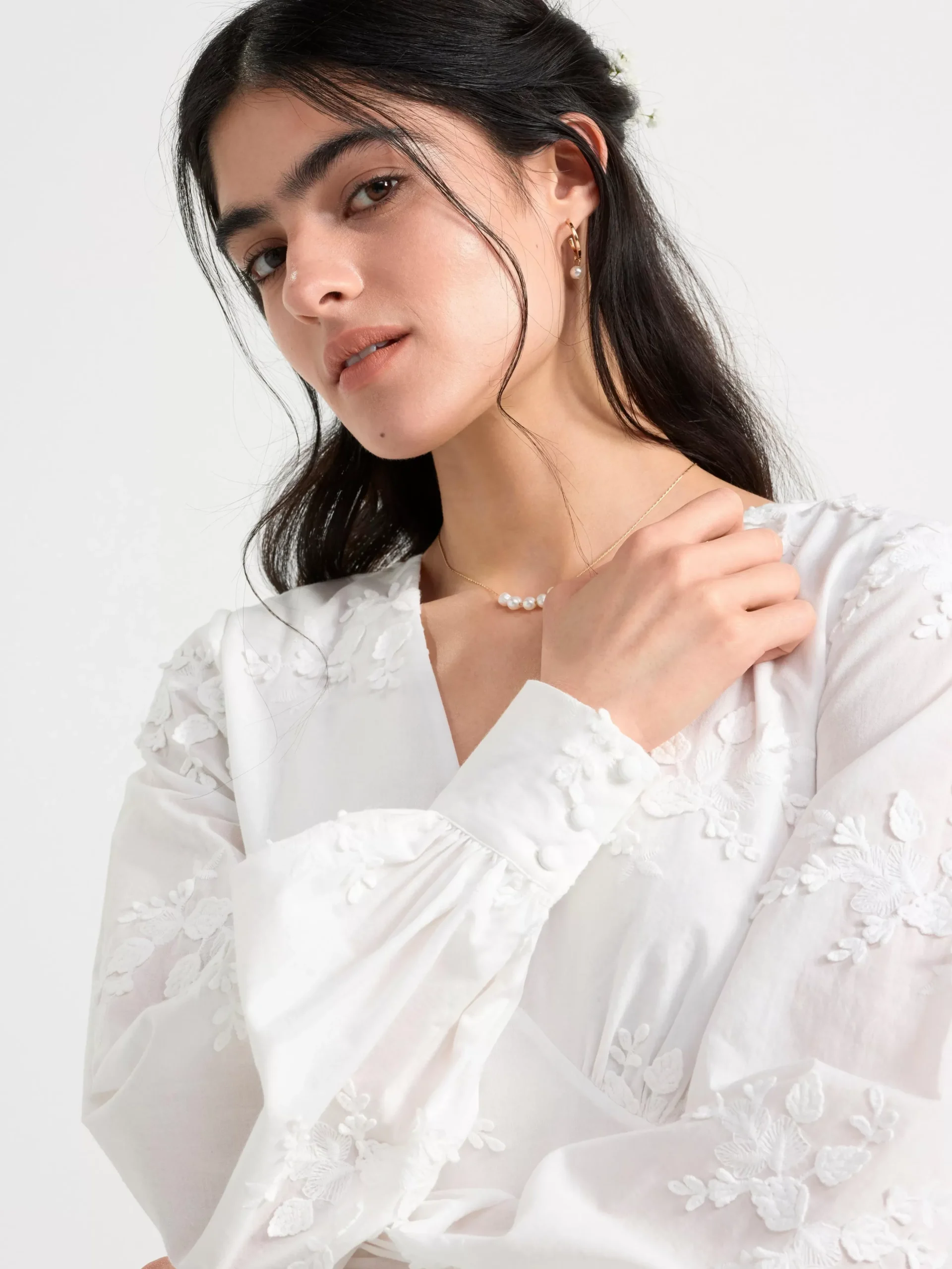 Klänningar>Lindex Vit Klanning Med Blombroderier White